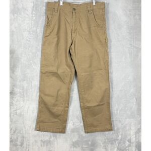 Craftsman Pants Cargo Carpenter Work Teflon Khaki Tan Size 36x30 Flat Front